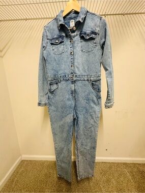 Kids Light Blue Denim One-Piece Jumpsuit